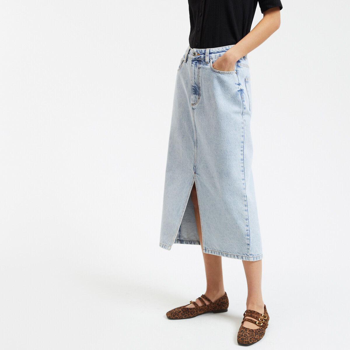 COLEÇÕES LA REDOUTE<br>Calça jeans midi com corte reto