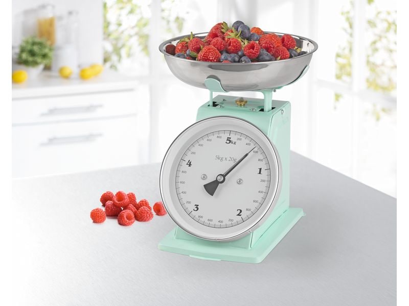 GOURMETmaxx Küchenwaage 5 kg, 20g-Schritte, Edelstahl Mechanische Küchen-Waage mit Rührschüssel