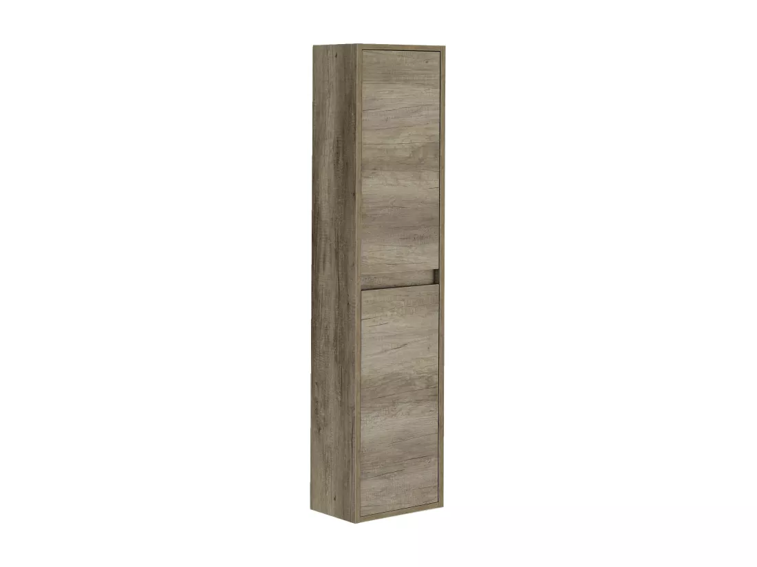 Colonne de salle de bain Dmarron, Armoire colonne de salle de bain avec 2 portes, Armoire murale suspendue, Armoire polyvalente moderne, 30x26h140 cm, Chêne
