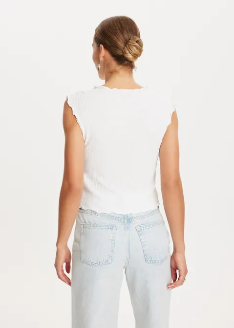 Mouwloze top met structuur wit (WIT)