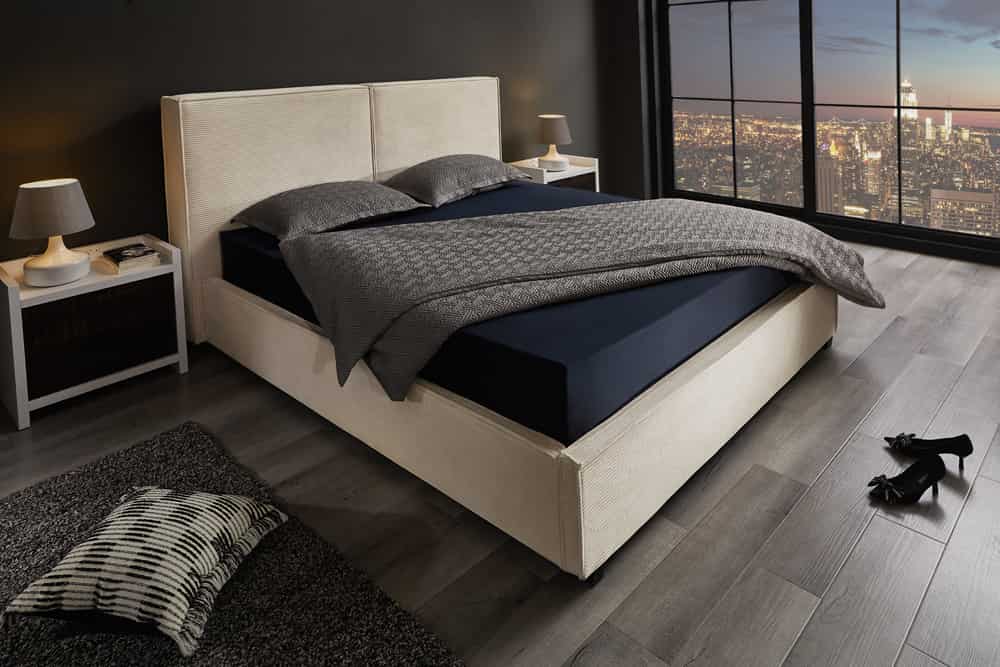 Modernes Boxbett ROCCO 180x200cm beige Cord mit Stauraum und Lattenrost