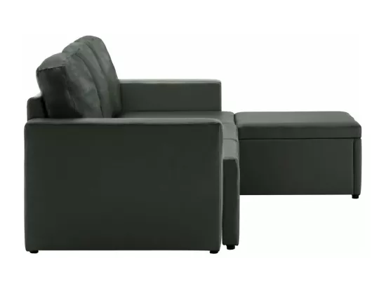 Canapé-lit modulaire 3 places Gris Similicuir