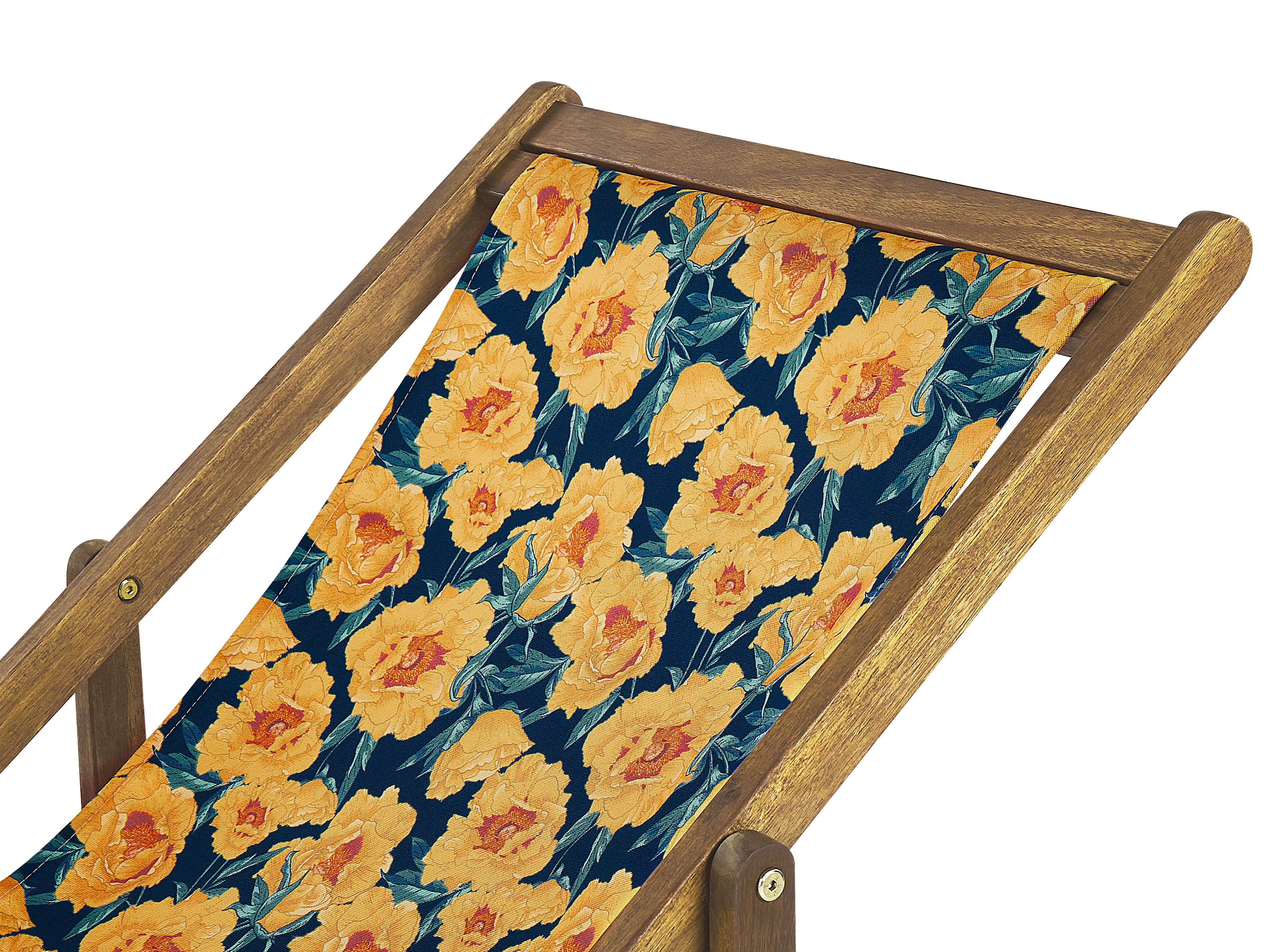 Set van 2 inklapbare ligstoelen ANZIO met vervangingshoezen Bloemen motief Acaciahout Lichtbruin