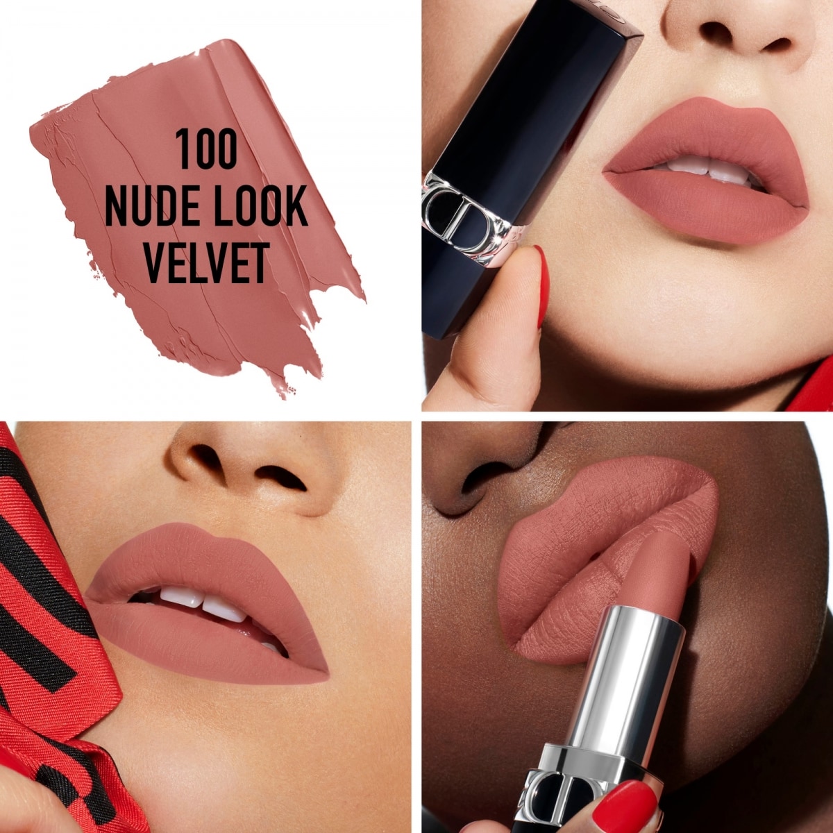 Rouge Dior Rouge Dior Rouge à Lèvres Rechargeable Couleur Couture, 4 finis : Satin, Mat, Métallique et Velours