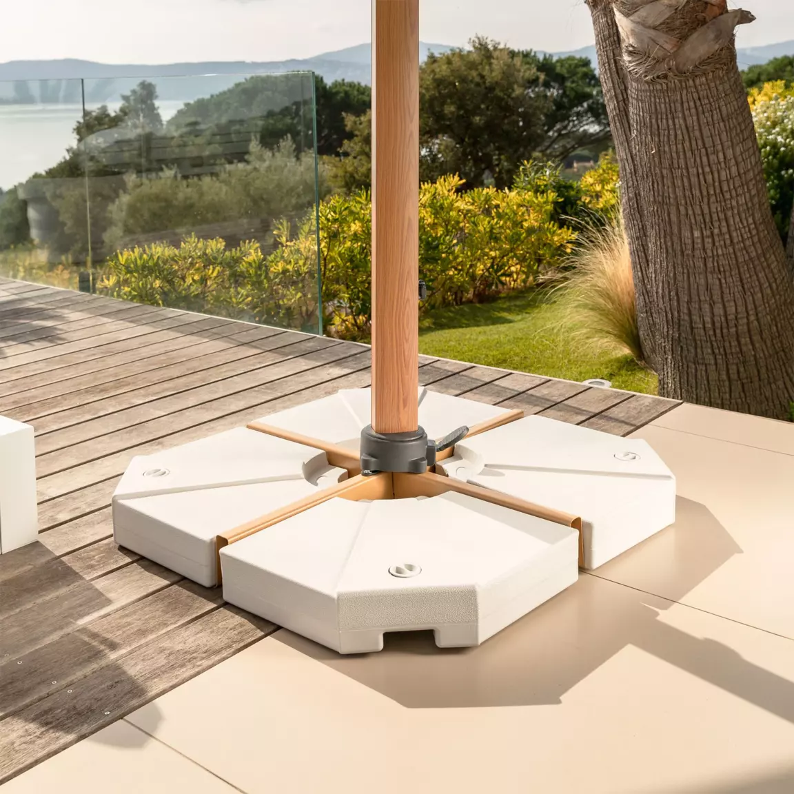 Lot de 4 dalles pour Parasol déporté 20L Blanches