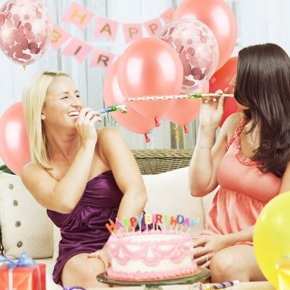 (73-tlg. Set) Happy Birthday Girlande 30. Geburtstag Party Deko   Latex- und Folienballons / Konfetti - Roségold