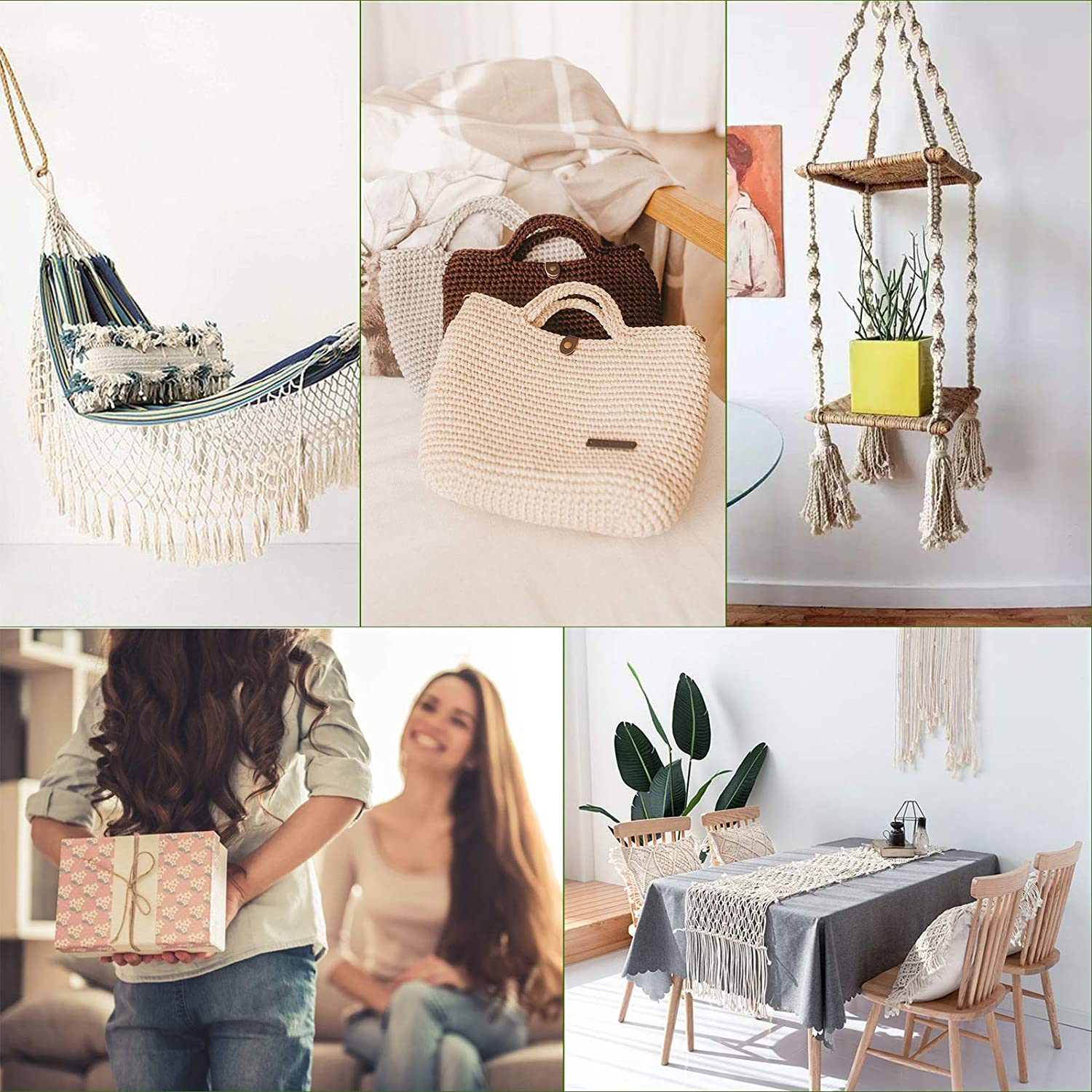 (100m) Baumwollschnur DIY Makramee Garn für Geknüpfte Boho Dekoration Hygge Lifestyle Projekte - Türkis