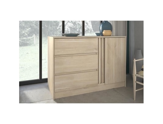 PARISOT - Commode escale - 3 tiroirs - 1 porte - décor chene - l 109,