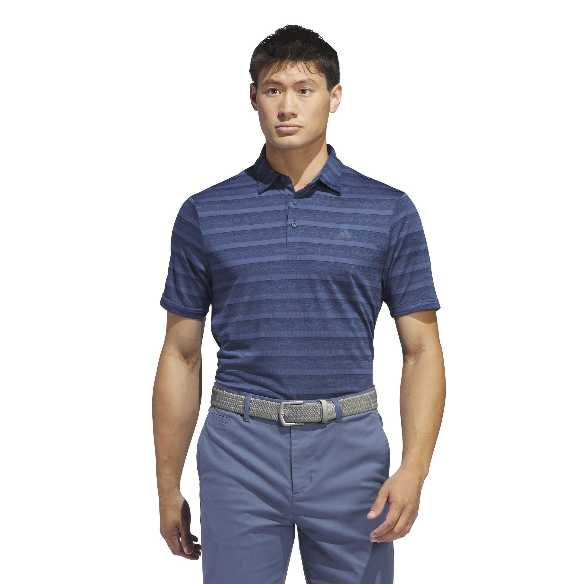 adidas Two Colour Striped Polo Shirt Mens