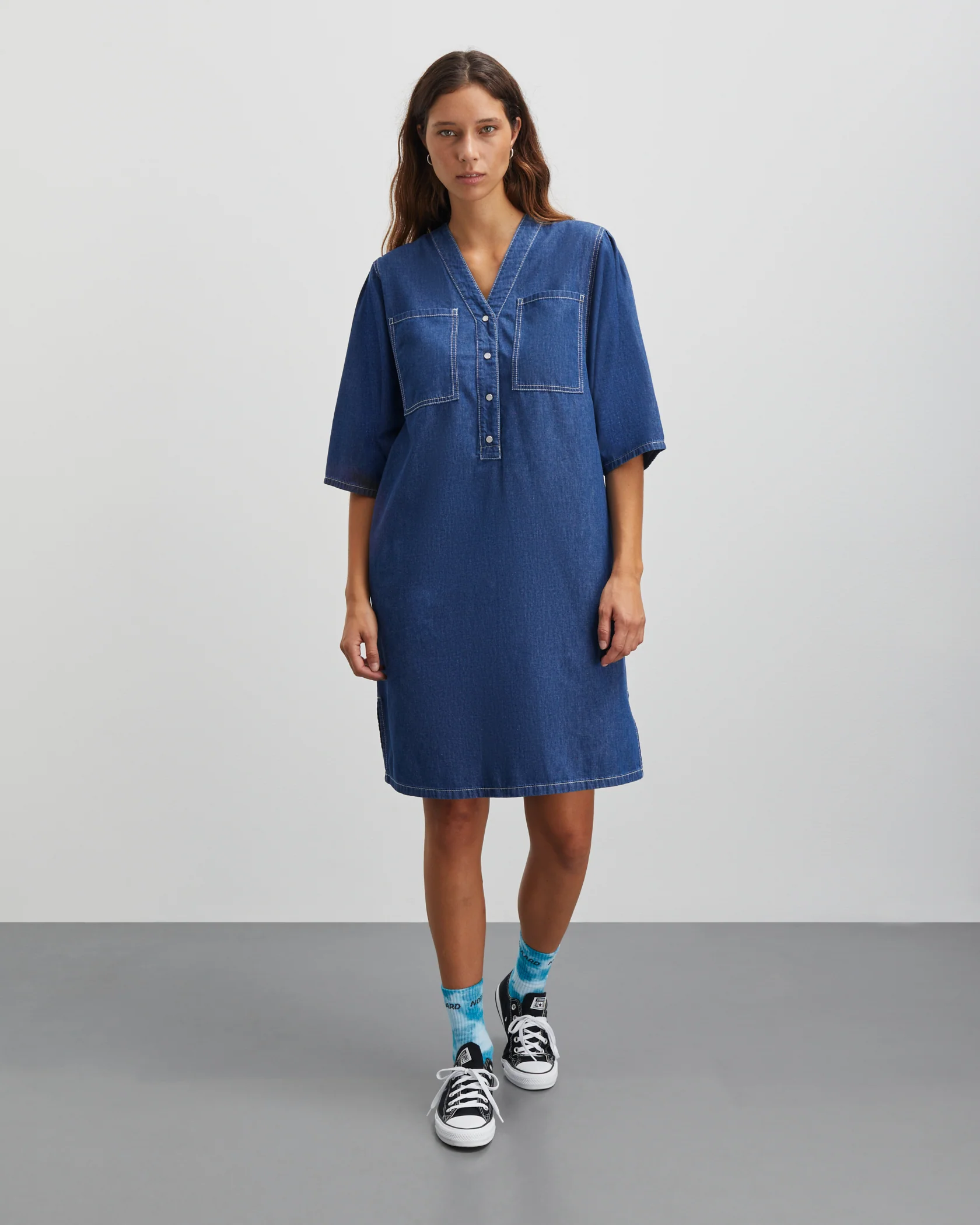 Mads Nørgaard  Air Denim Losa kjole - Mid Blue Denim