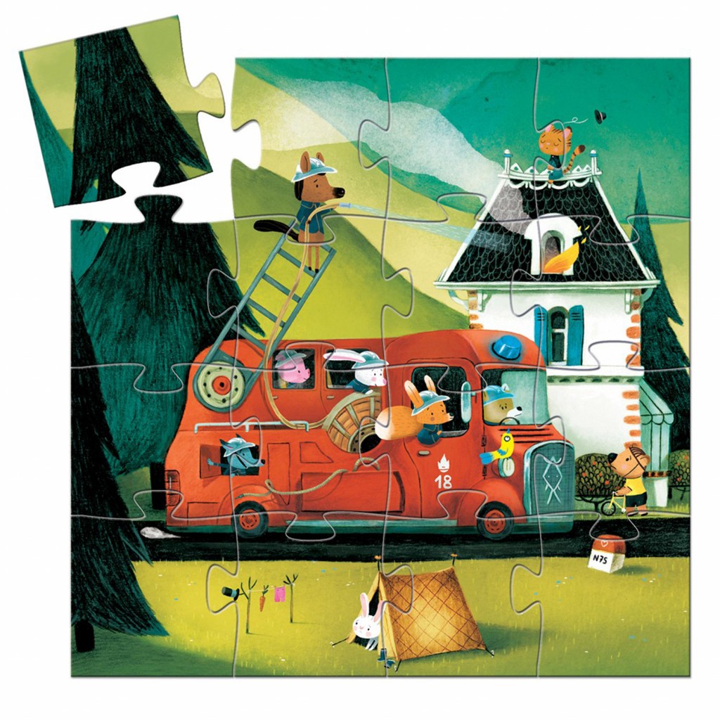 Puzzle Silhouette - Le Camion de Pompier- 16 pièces