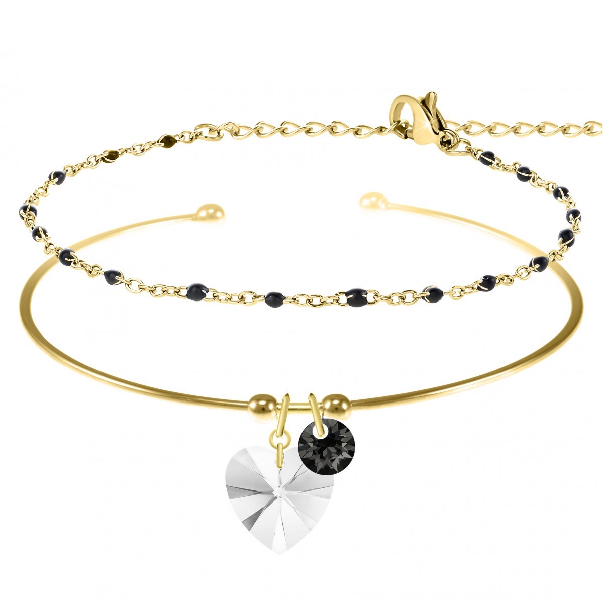 Lot de 2 bracelets SC Bohème ornés de Cristaux scintillants
