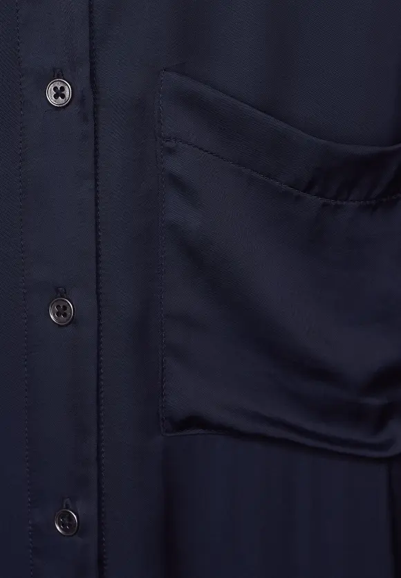 Viskose Hemdblusenkleid - deep blue