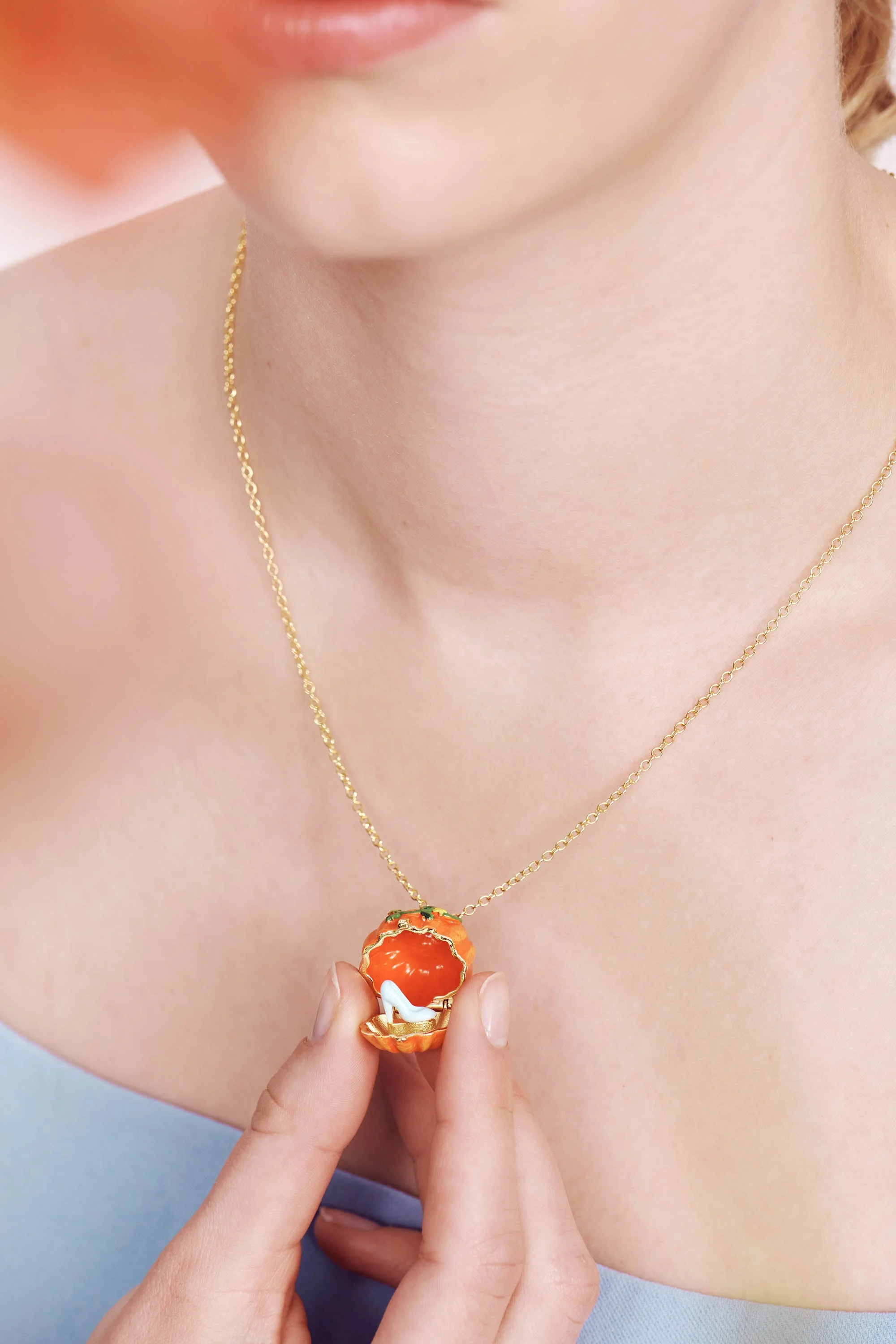 Collier secret citrouille et soulier | Orange
