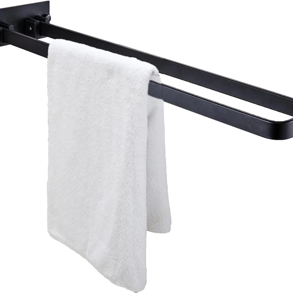 Porte Serviette Salle de Bain mural Pliable à 90° Auto-Adhésif noir Ve