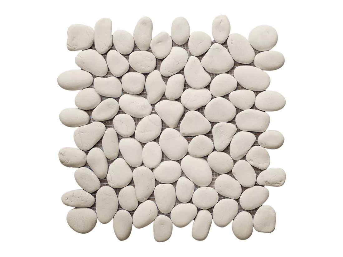 Mosaïque sol et mur galets naturels crème - pack de 1m² (dalles de 30x30 cm) - OLA