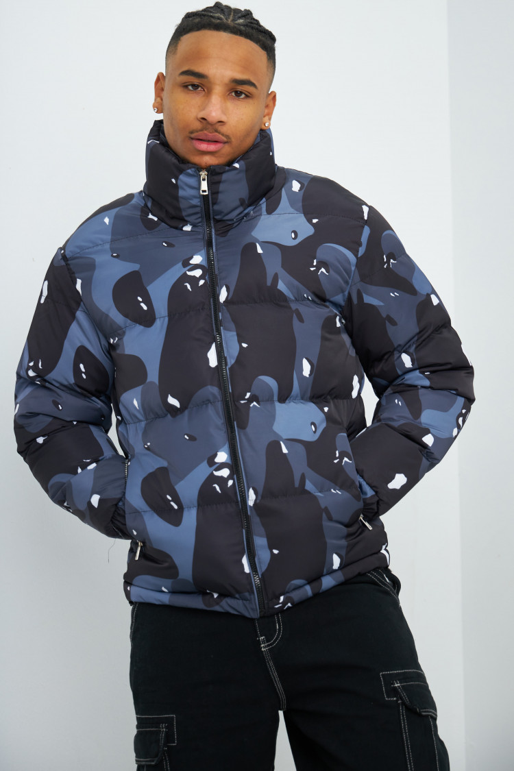 Doudoune noir et gris camouflage