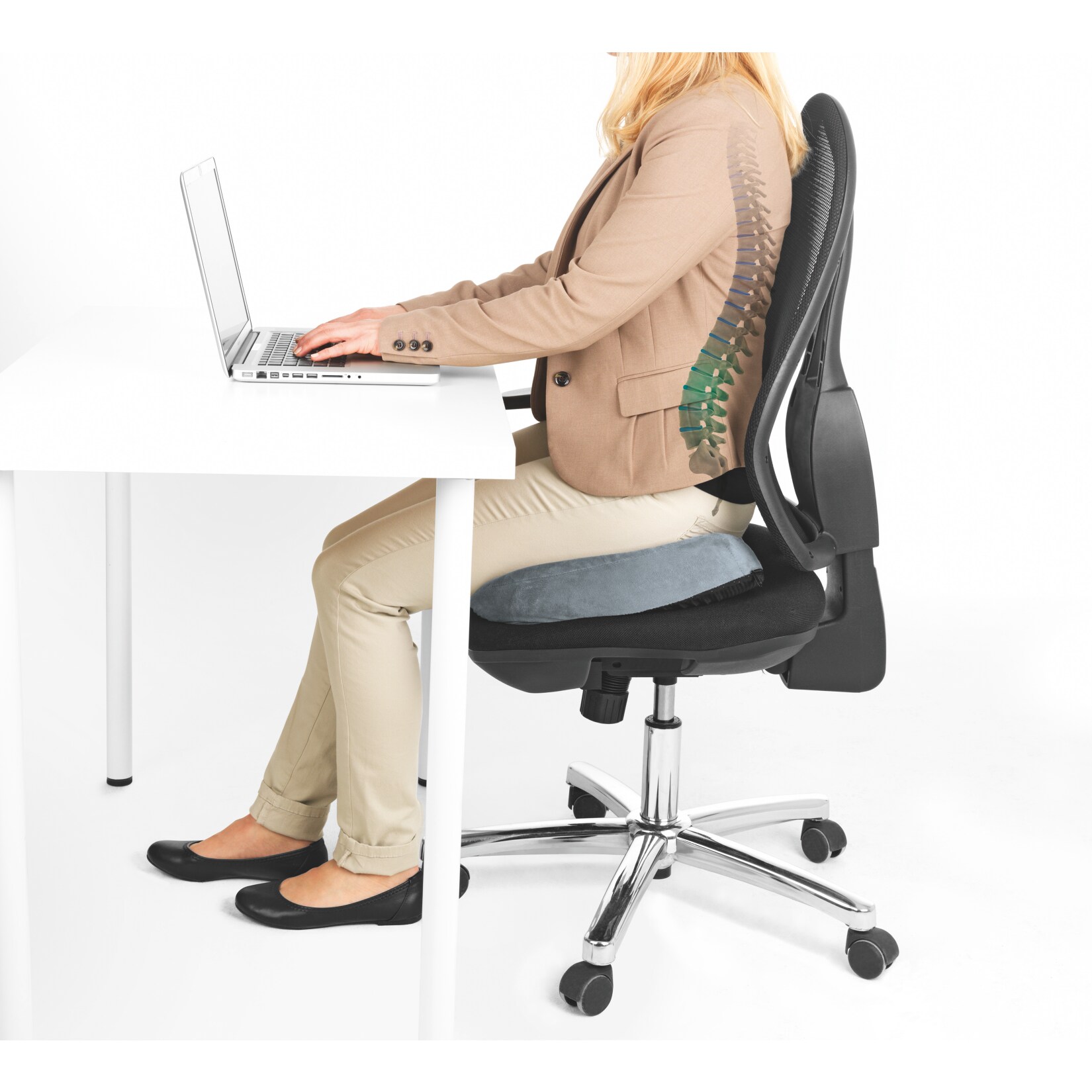 VITALmaxx Gel-Sitzkissen ergonomisch grau inkl. Fleecebezug