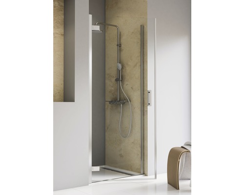 Douchedeur in nis met draaideur SCHULTE TouraPlus ExpressPlus 80 cm profiel chroom helder glas vuilafstotende glascoating deurscharnier links