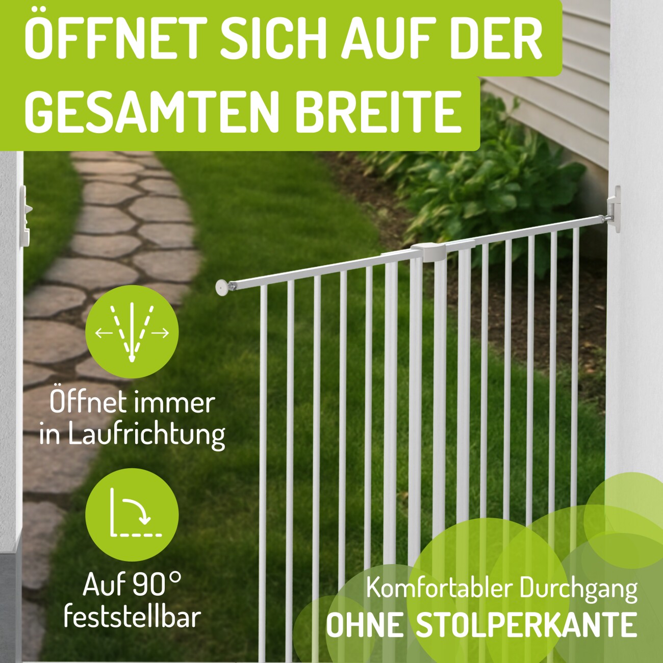 bomi Tierschutzgitter Maja 69-116 cm Weiß für Drinnen & Draußen