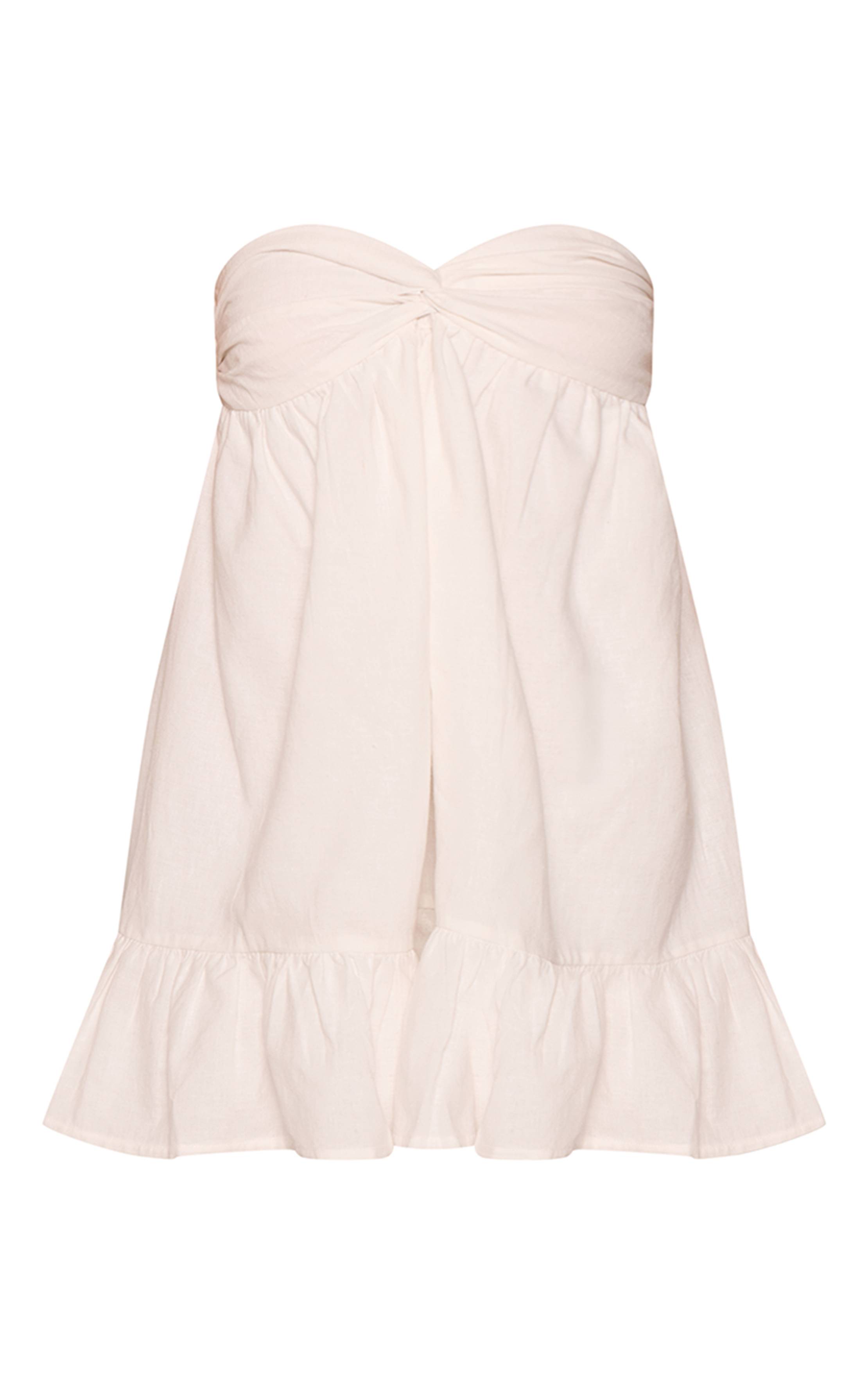 Blanc Robe Droite Bandeau Torsadé Aspect Lin