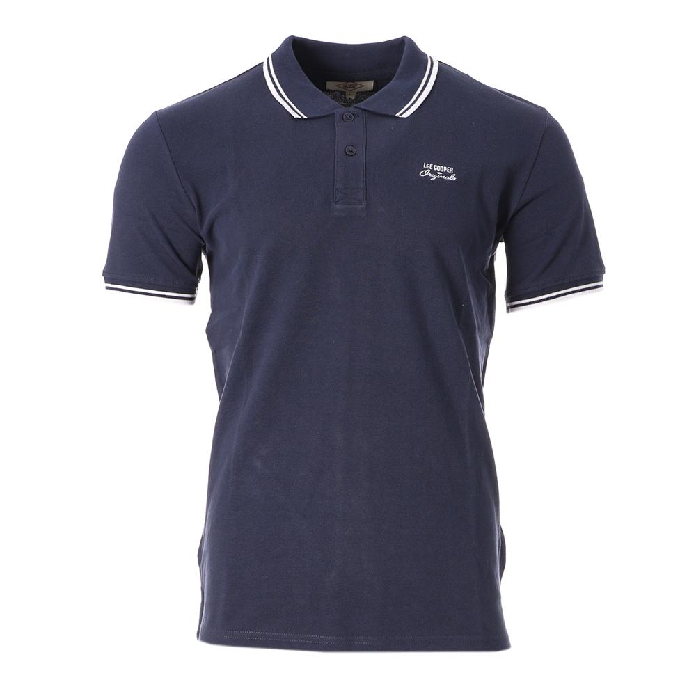 Lee Cooper Polo Blanc/Marine Homme Lee Cooper Opan554