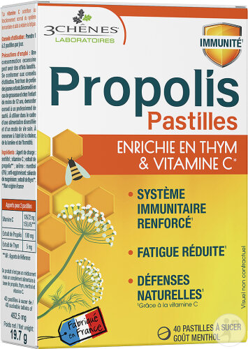 3 Chênes Propolis Pastilles À Sucer 40 Pièces