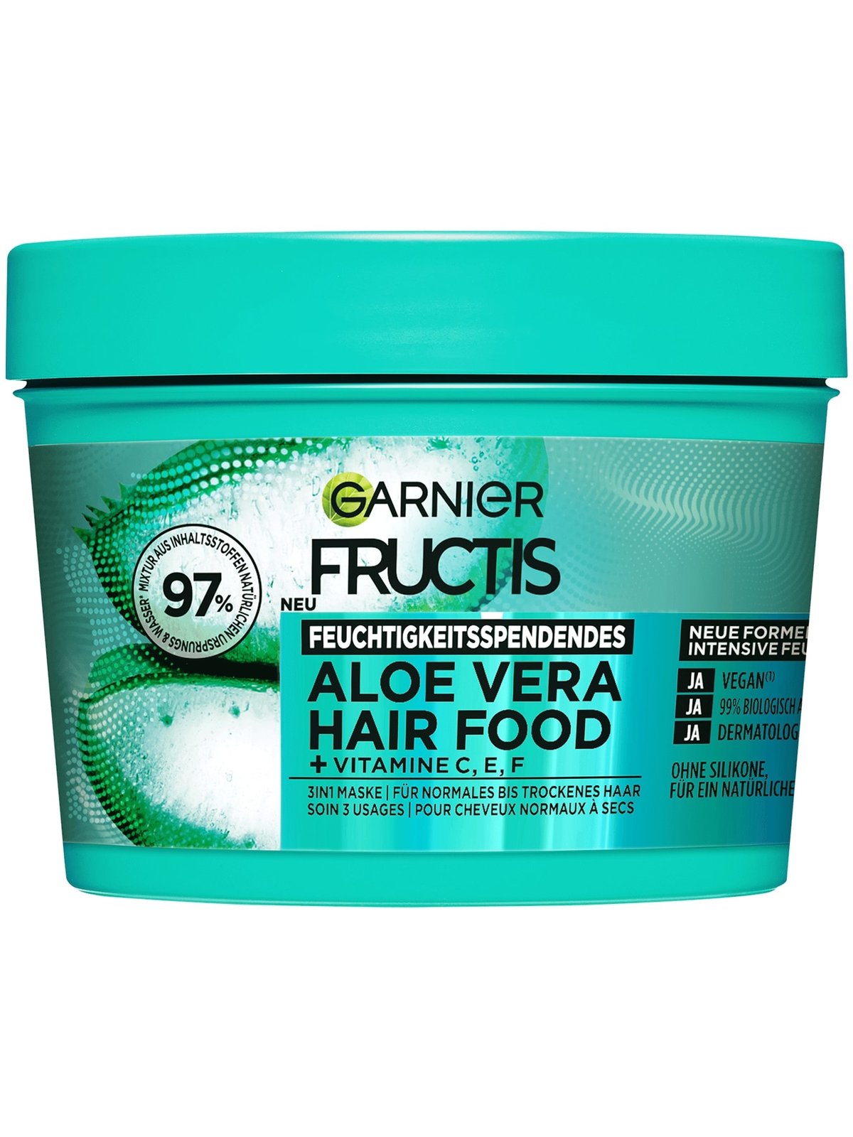 FRUCTIS Hair Food Feuchtigkeitsspende Aloe Vera 3in1 Maske für normales bis trockenes Haar 400 ml