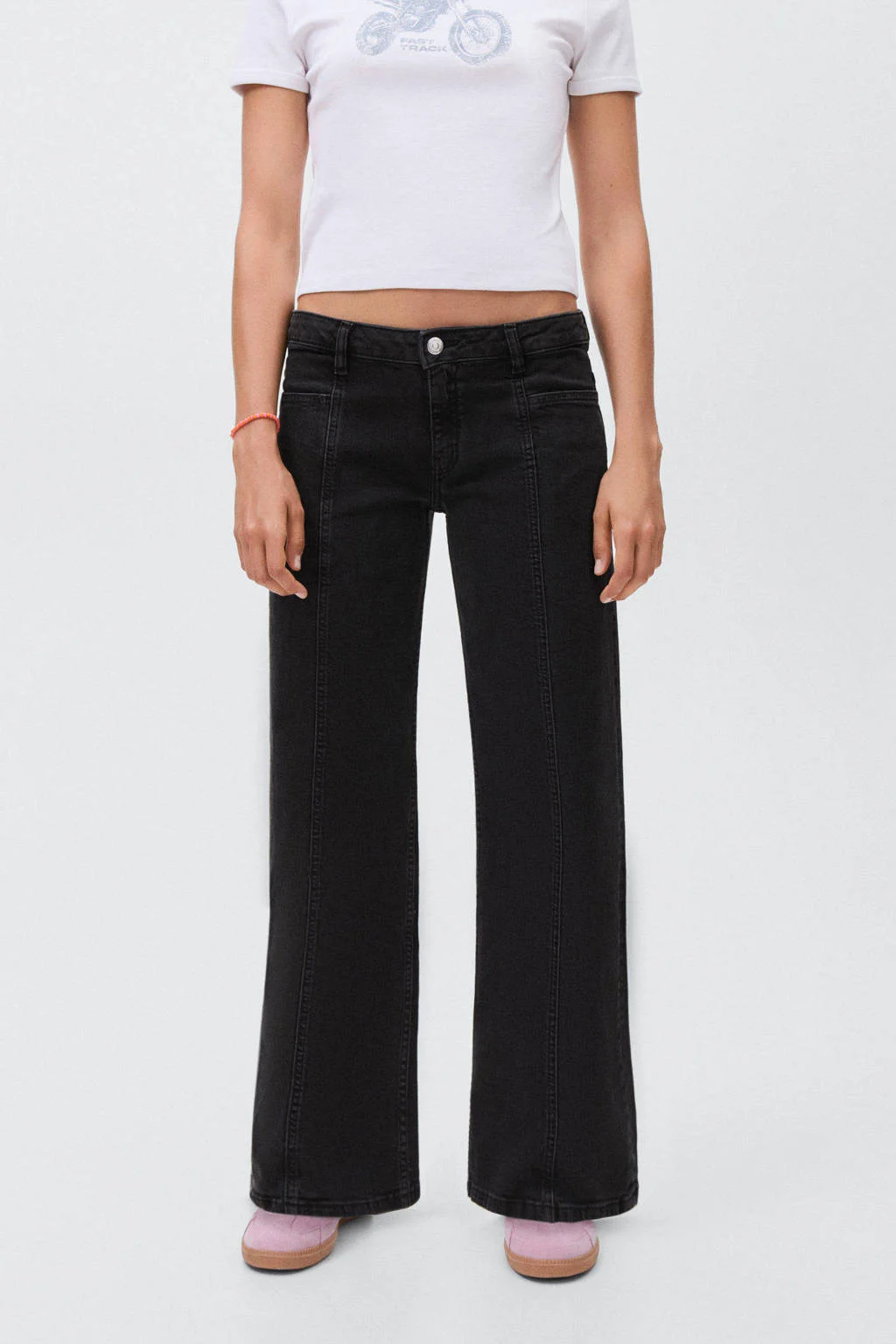 MANGO TEEN low waist straight leg jeans grey denim