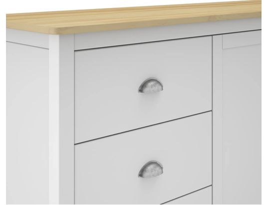 CONCEPT1 - Bahut Buffet Misti 2P3T blanc chêne 150 x 40 x h80,5cm