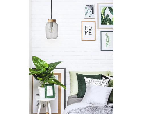 Hanglamp, 1-lichts, HxØ 112x16 cm, lichtgrijs hout