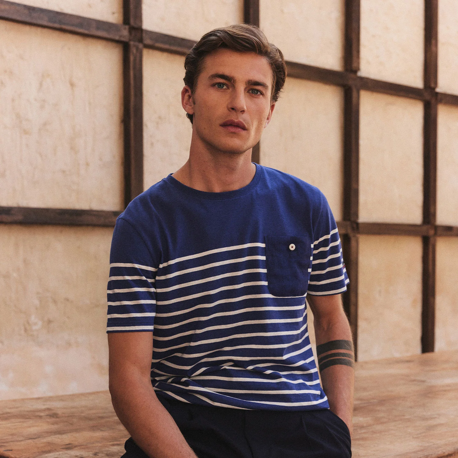 Cotton-linen sailor T-shirt