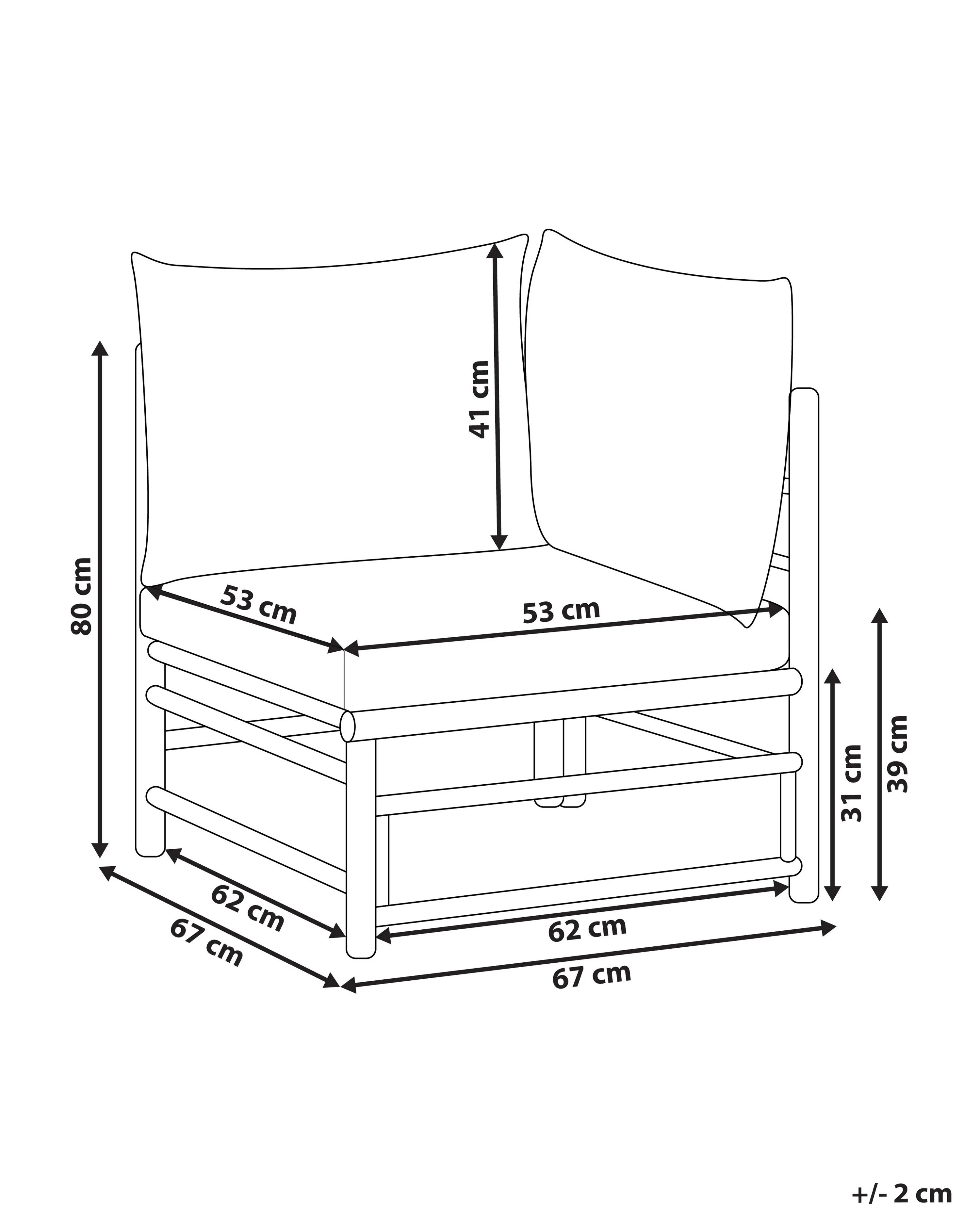 Tuin hoekmodule CERRETO Bamboehout Gebroken wit