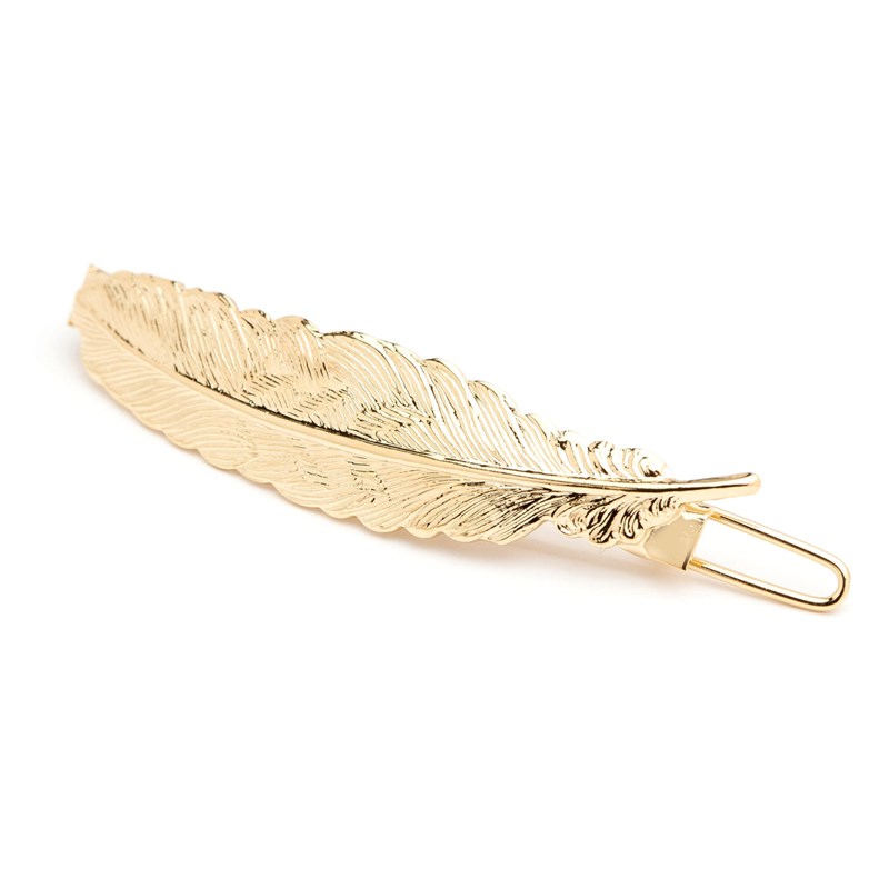 barrette plume doré à l'or fin - PHÉBÉ