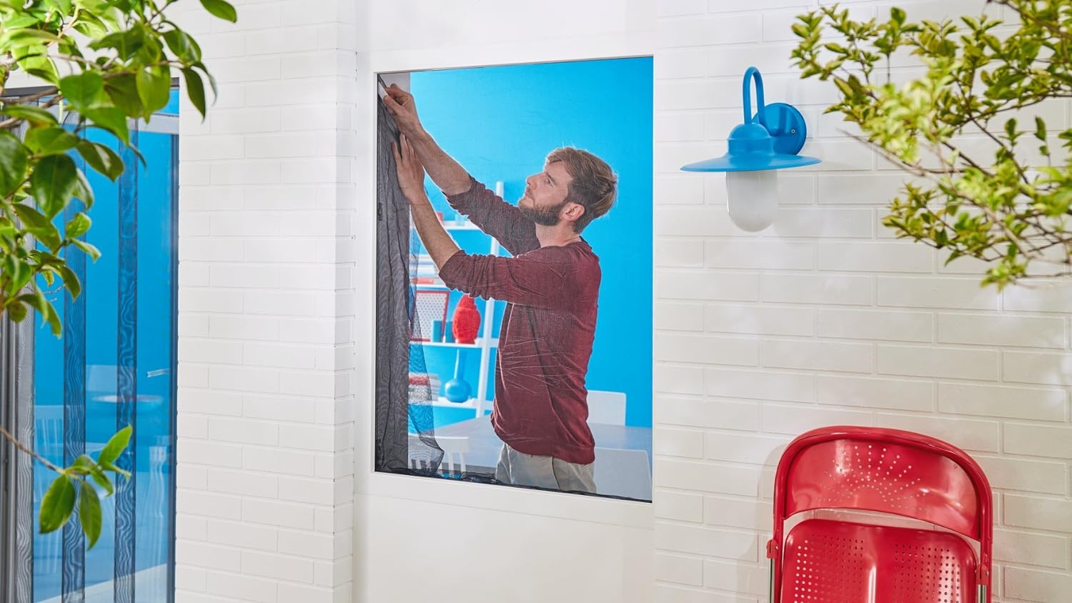 (130x130cm) Fenster Fliegengitter Insect Stop Comfort   Klettverschluss / Cutter / Andruckbürste (55396-00021-00) - Anthrazit