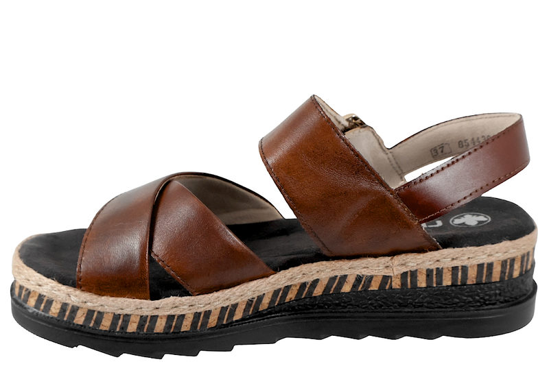 RIEKER SANDAL I BRUNT GLAT SKIND