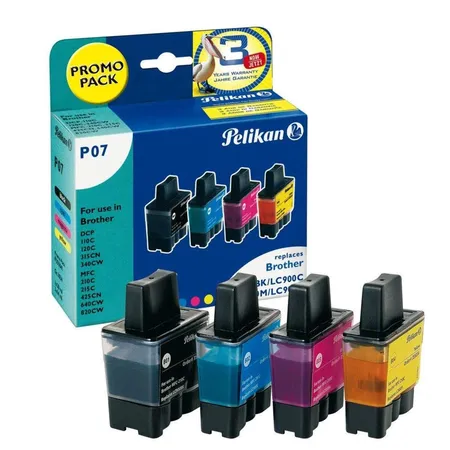 Pelikan Druckerpatronen Promo Pack P07 ersetzt Brother LC900, black, c, m,y, 20 ml, 3x14 ml
