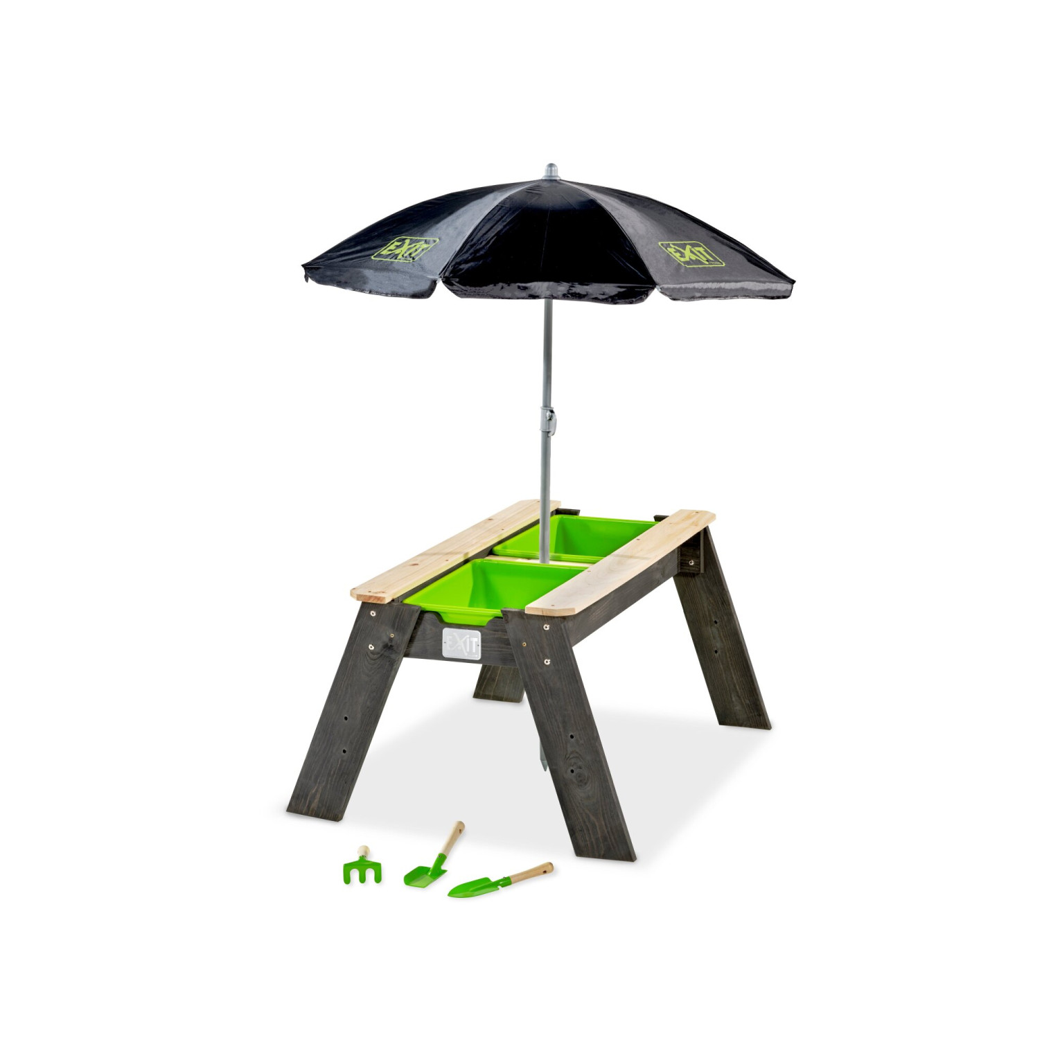 EXIT Aksent Zand- en Watertafel met Parasol en Tuingereedschap
