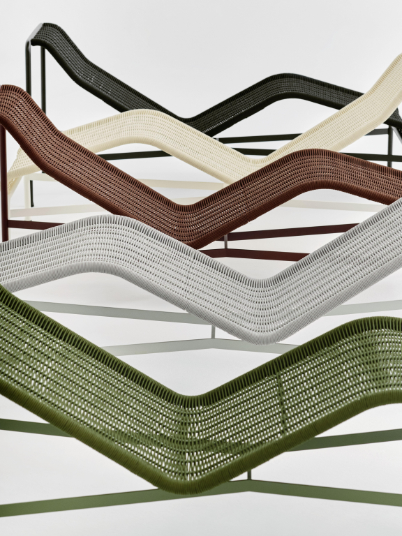 Hay Palissade Cord Chaise Longue ligbed Olive