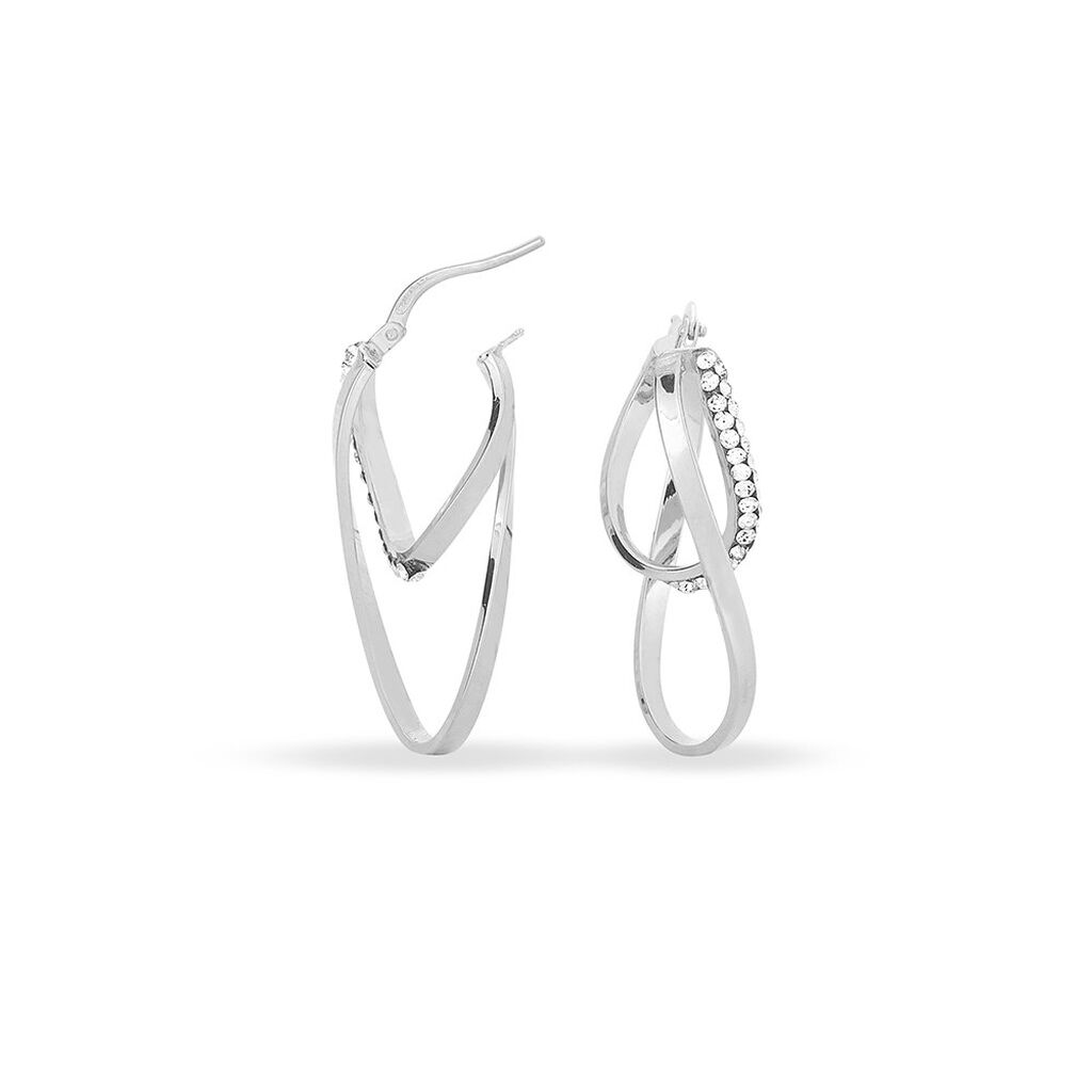 Créoles Luna Or Blanc Strass