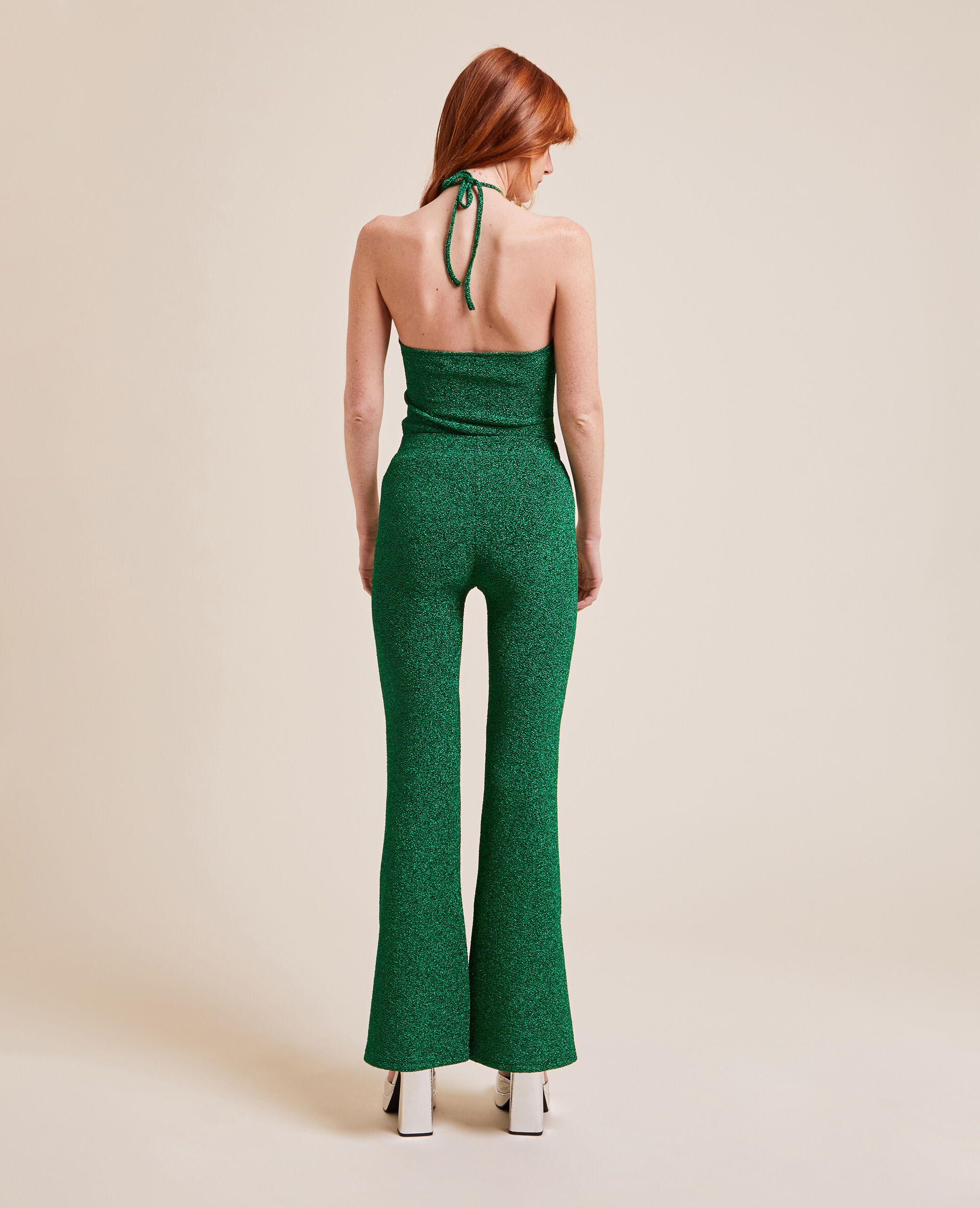 Pantalon flare maille lurex - Vert