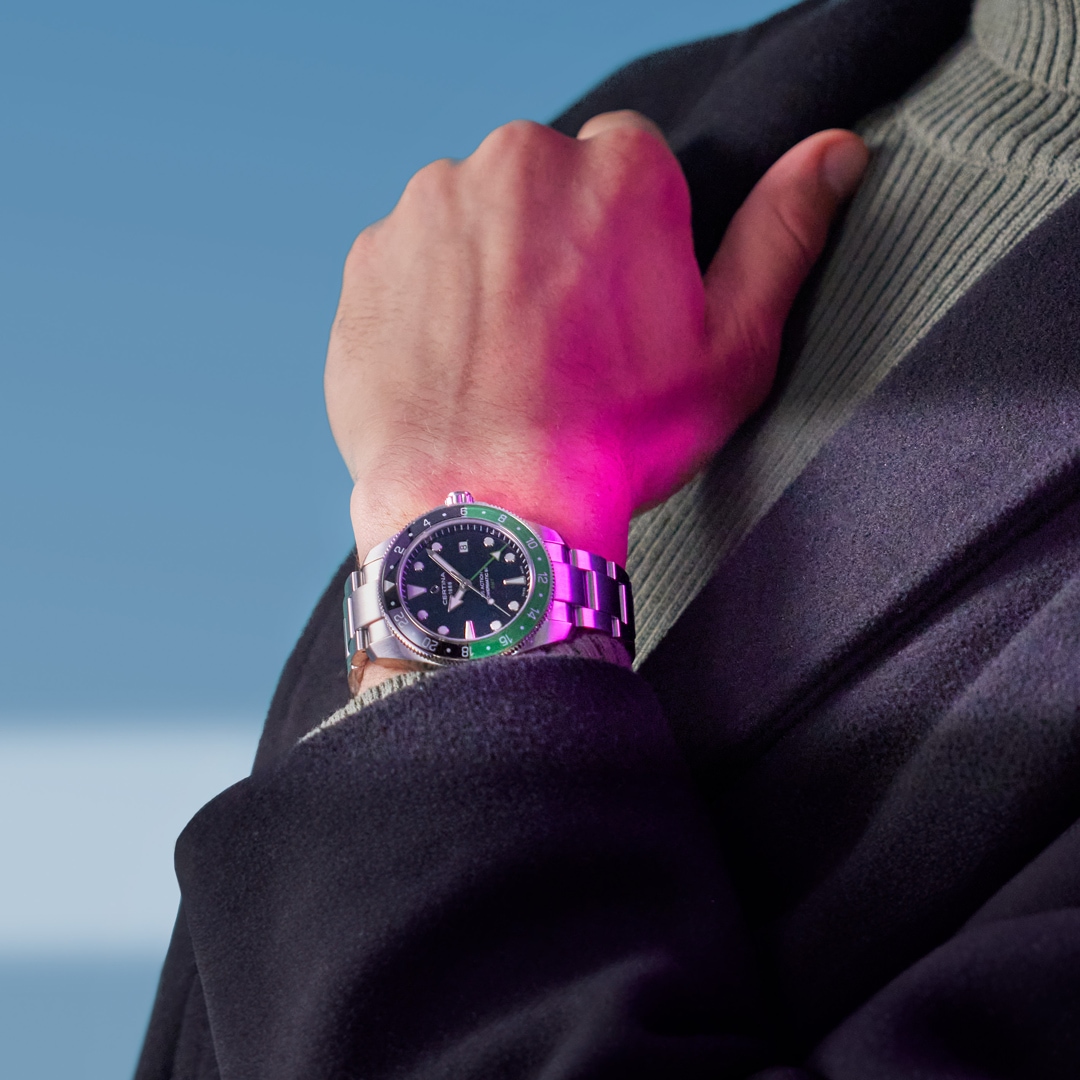 Certina DS Action GMT Powermatic 80 Schwarz / Grün