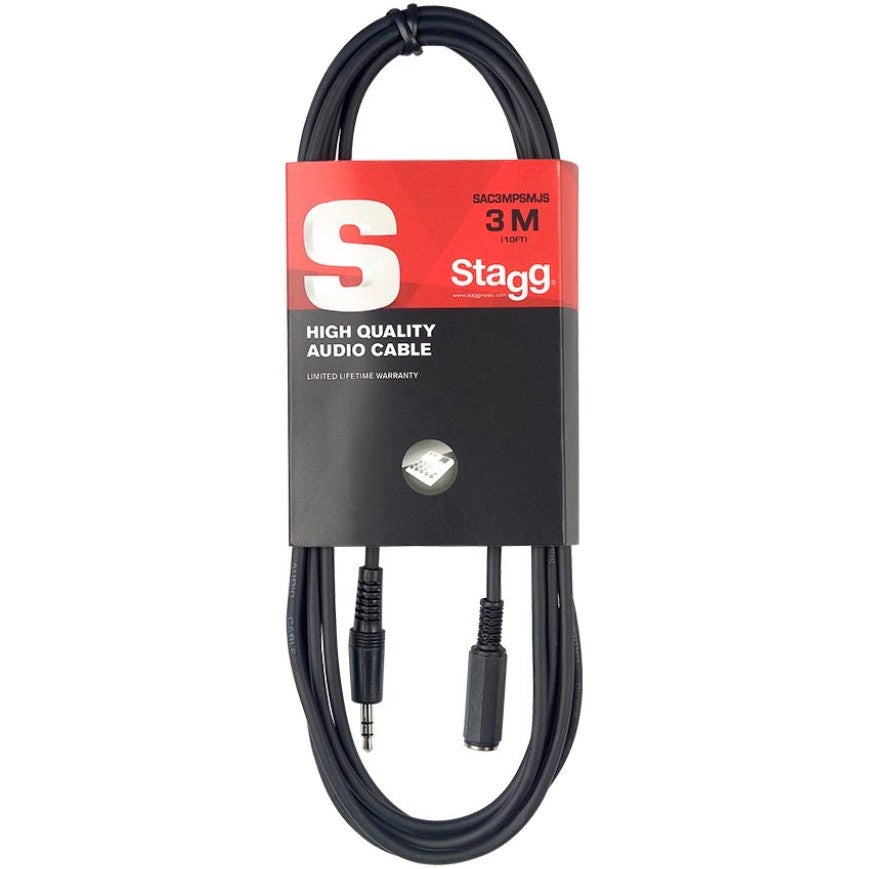 Stagg SAC3MPSBMJS 3.5 mm stereo verlengkabel (male - female) 3 meter
