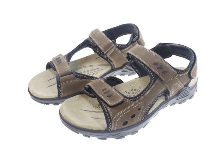 Trekkingsandaler herre brun læder str. 45