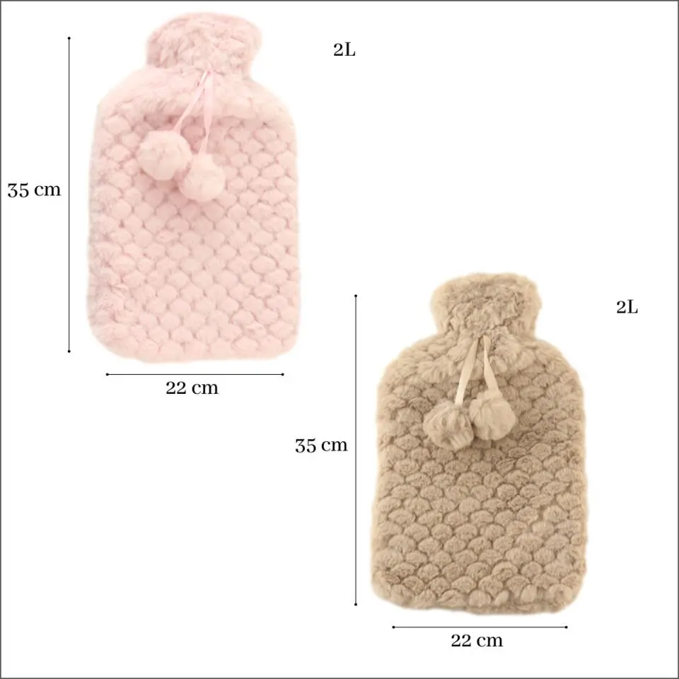 MARBEAUX Warmwaterkruik Set van 2 Stuks Kruik met Zachte Hoes Beige en Roze M...