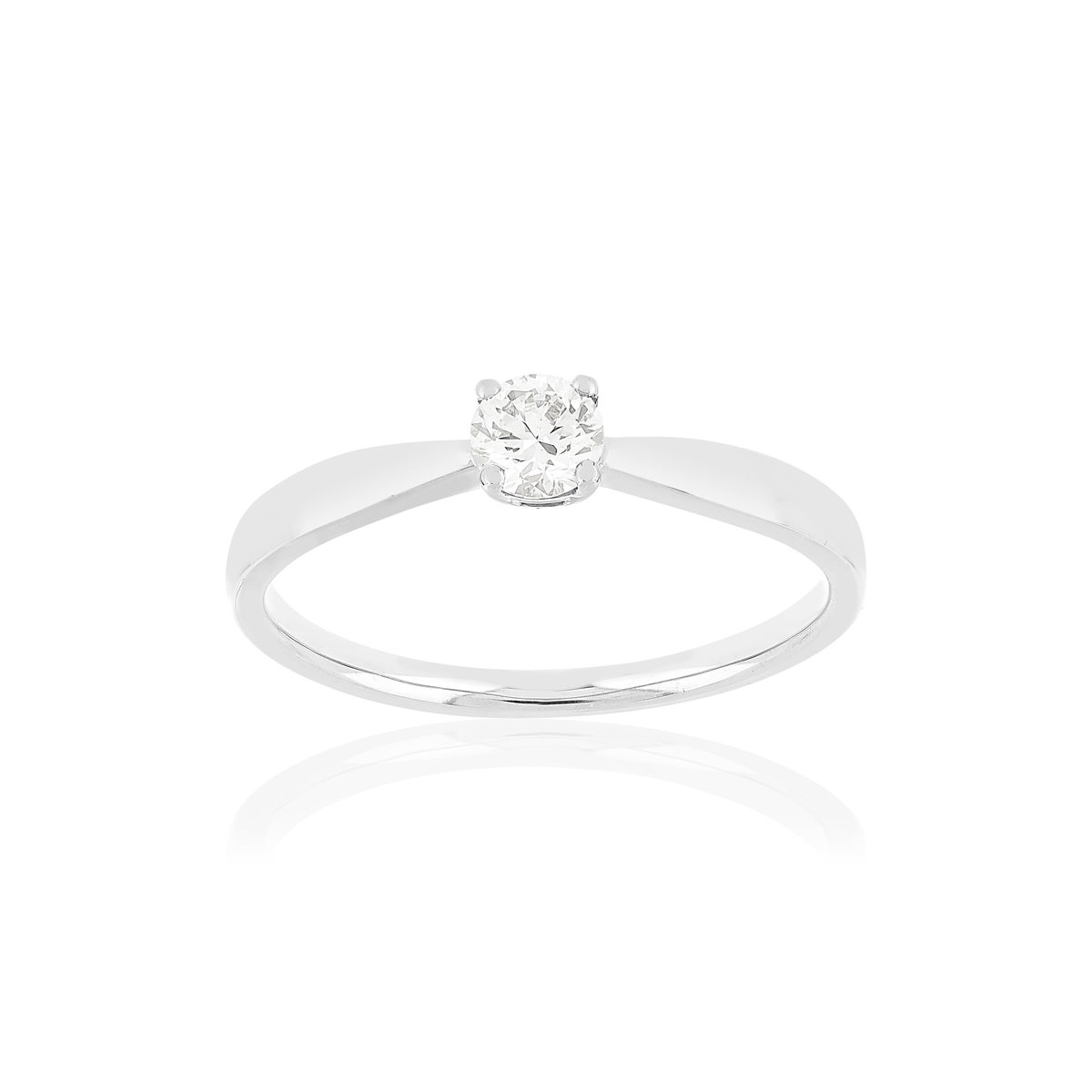 Solitaire or blanc 750 diamant 0.23 carat h/si