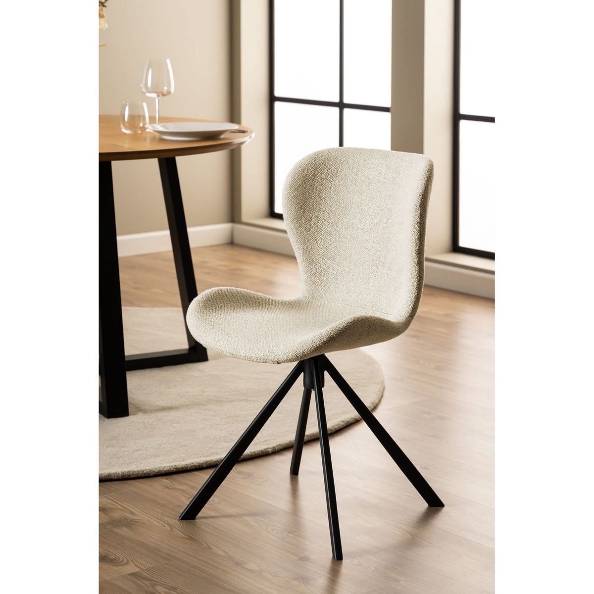 Eetkamerstoel Pescara beige bouclé - set van 2