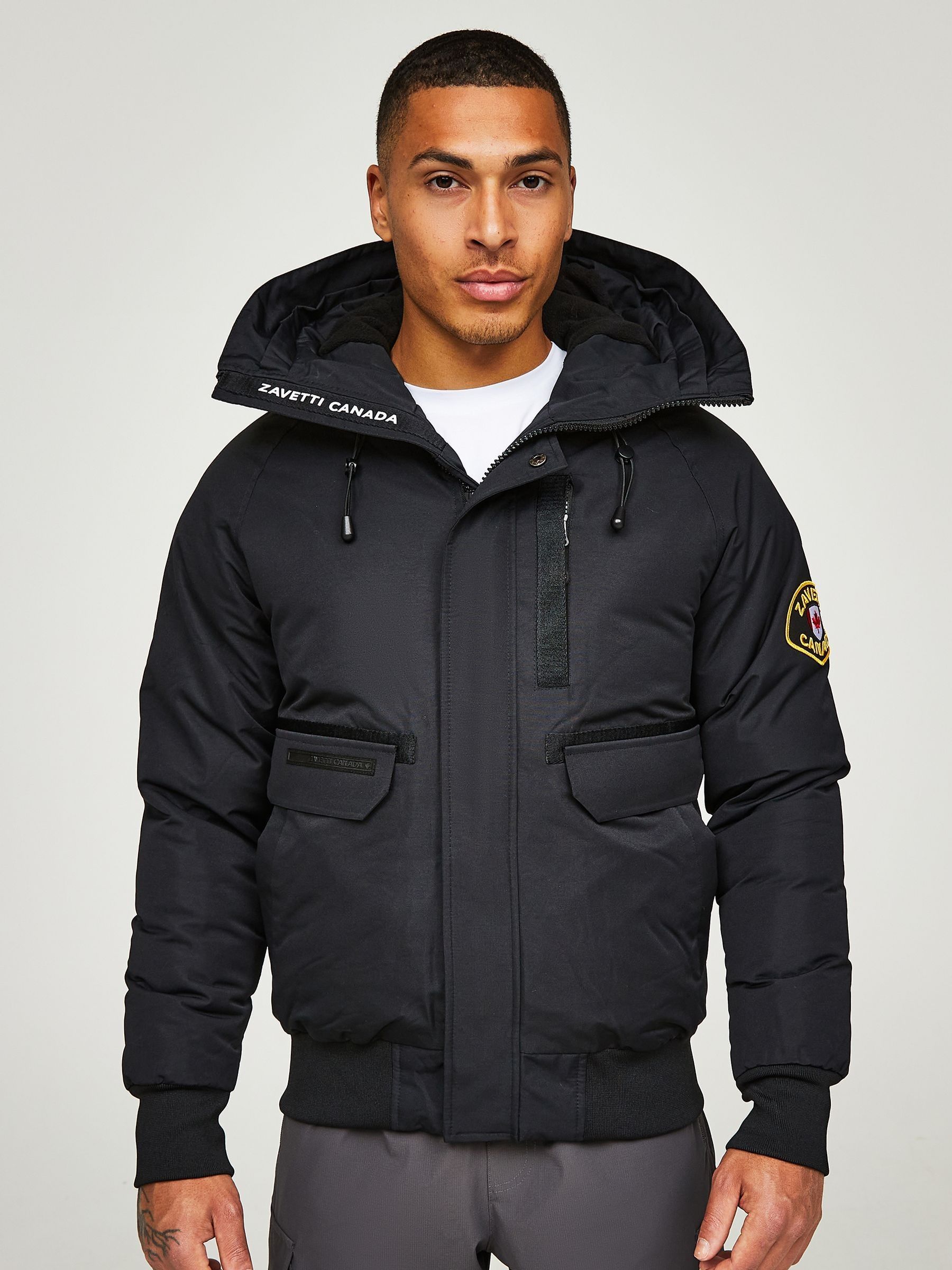Jet black - Zavetti Canada Abelli voor heren 2.0 Bomberjack met capuchon