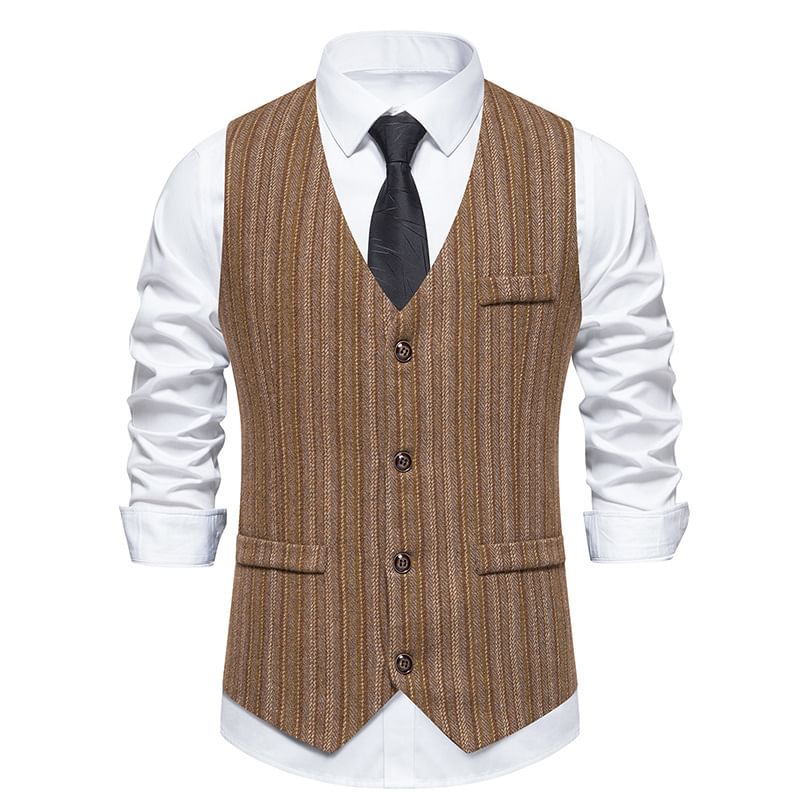 Sparrow Farm - V-hals gestreept vest met knoopjes