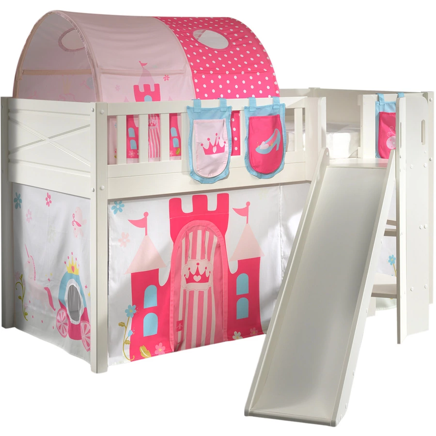 VIPACK Spielbett SCOTT 90 x 200 cm Princess 3-teilig weiß